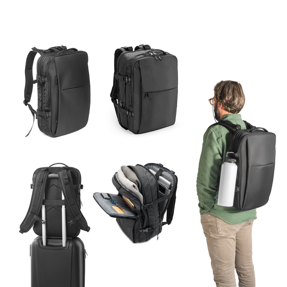 DALLAS. Hochwertiger Reiserucksack aus recyceltem 600D-Polyester für Laptops bis 17,3 Zoll