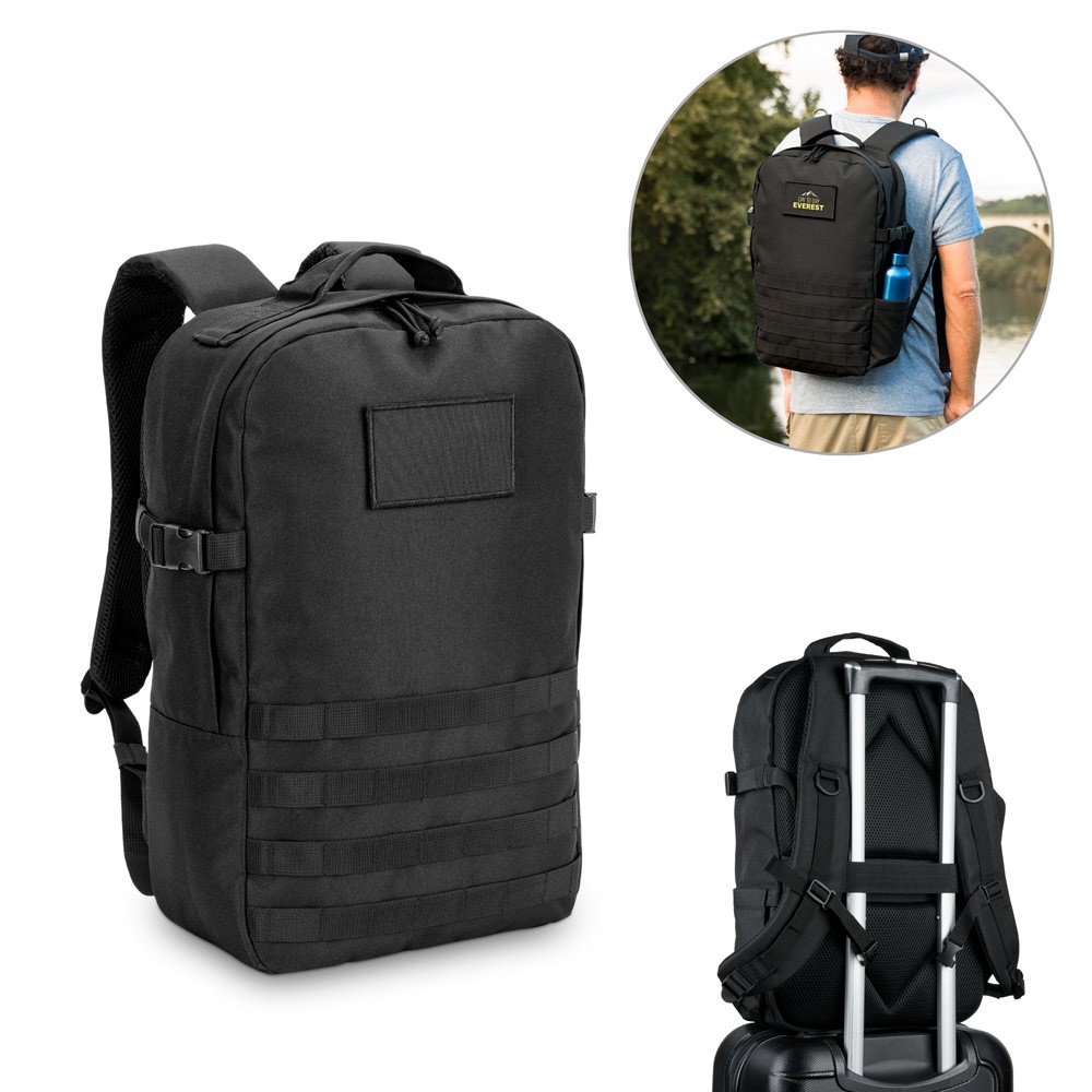 EDINBURGH BPACK. 17,3" Rucksack im Militärstil aus 600D recyceltem Polyester mit hoher Dichte und gefüttert mit 210D recyceltem Polyester.