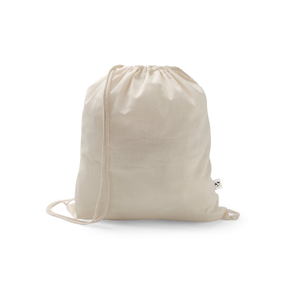 SALAMANCA. Rucksack mit Kordelzug aus 70 % recycelter Baumwolle und 30 % rPET-Polyester (150 g/m²).