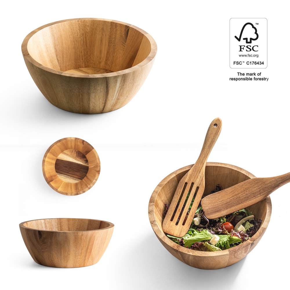 SAGE. Runde Salatschüssel aus Akazienholz.