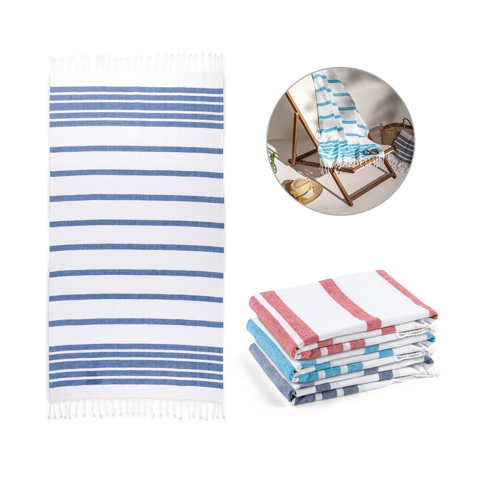 SARDENHA. Strandtuch aus 70 % recycelter Baumwolle und 30 % recyceltem Polyester (180 g/m²).