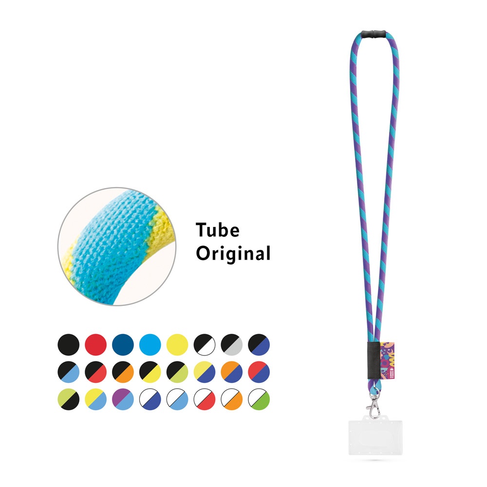 WATFORD. SET Lanyard Tube Long (Ø 7 mm) mit 9 mm Karabinerhaken, Ø 7 mm Sicherheitsverschluss und 91 x 68 mm starrem Ausweis-/Kartenhalter