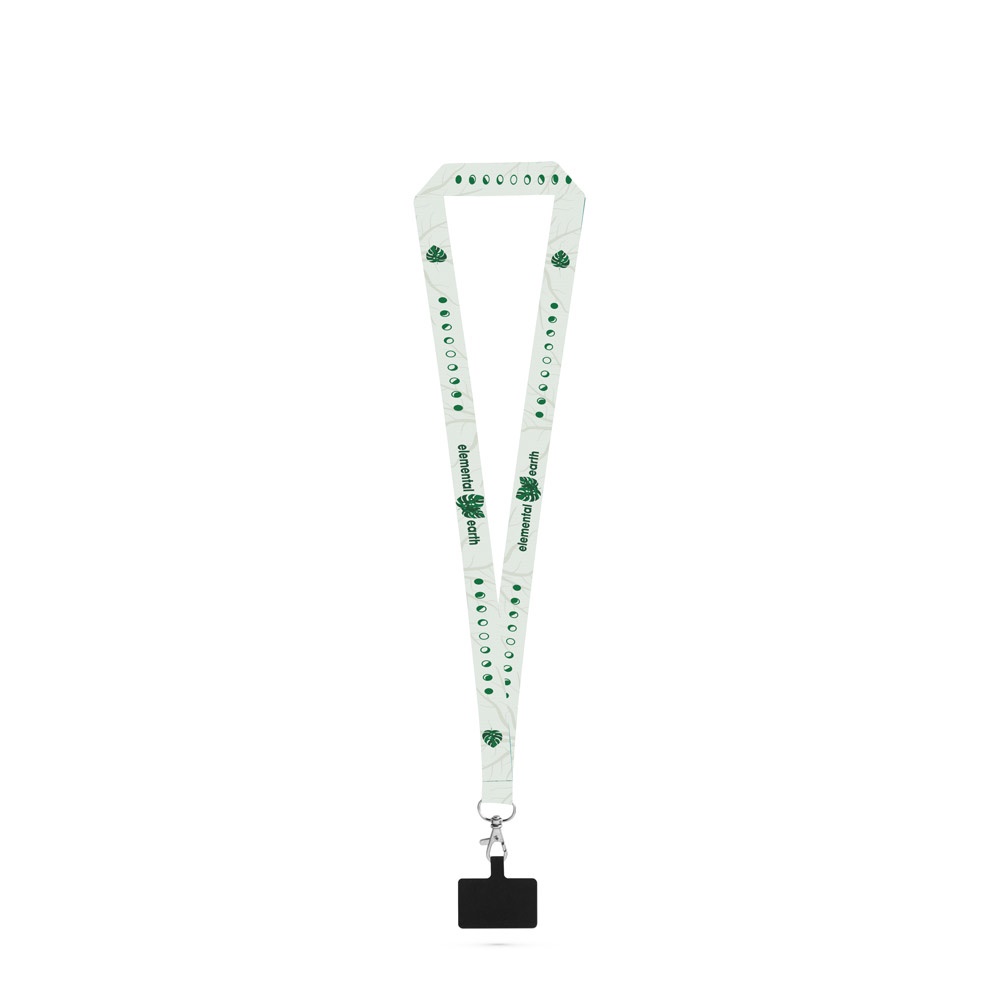 EPSOM. SET Lanyard SUBLIMATION Long II (20 mm) aus recyceltem Polyester (100 % rPET) mit 20-mm-Karabinerhaken und Handyhalterung