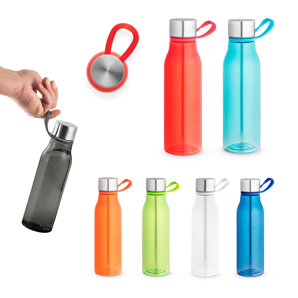 SENNA. Flasche aus recyceltem PET (100 % rPET) mit durchscheinender, glänzender Oberfläche.