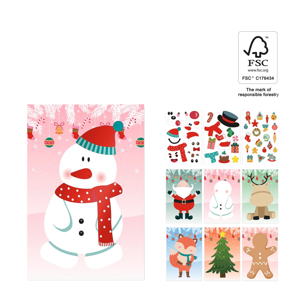 GLIMN. Set aus sechs Bögen mit Weihnachtsfiguren und drei Stickerbögen.