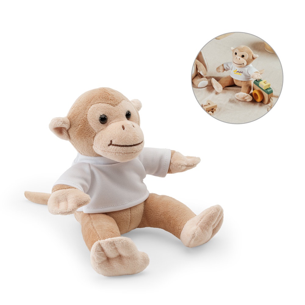 MONKY. Plüschaffe mit T-Shirt.