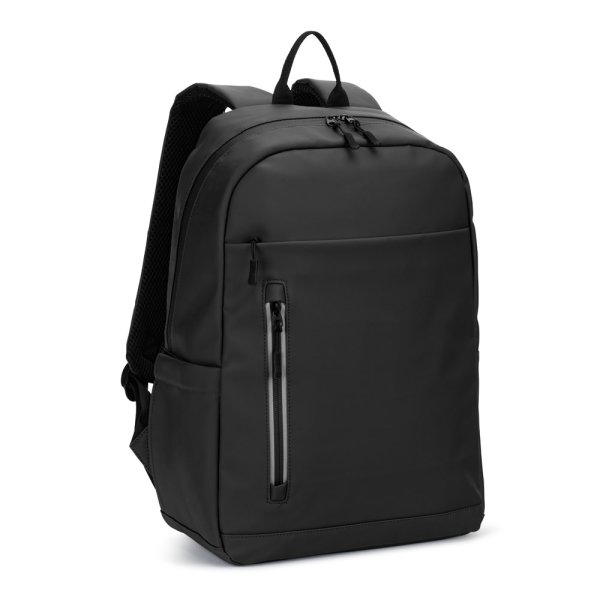 NOUMEA. PU-Laptop-Rucksack (16") mit wasserabweisenden Reißverschlüssen - 103 - Schwarz