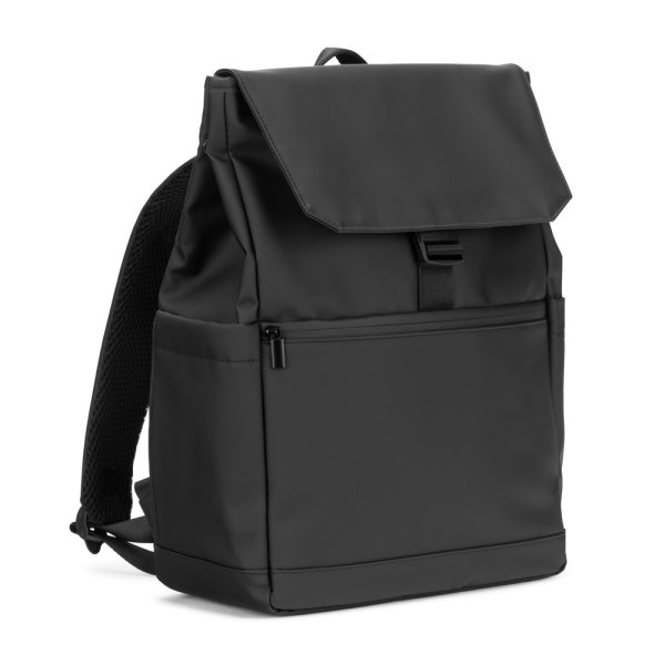 AZORES-TASCHE. Laptop-Rucksack (16") aus PU, mit Klappe, die alle Fächer abdeckt. - 103 - Schwarz