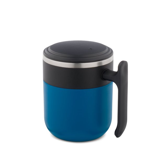 MALDINI. Reisebecher mit Edelstahl-Innenseite und matter Oberfläche, 400 ml - 104 - Blau