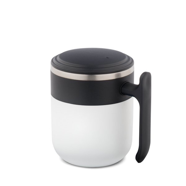 MALDINI. Reisebecher mit Edelstahl-Innenseite und matter Oberfläche, 400 ml - 106 - Weiß