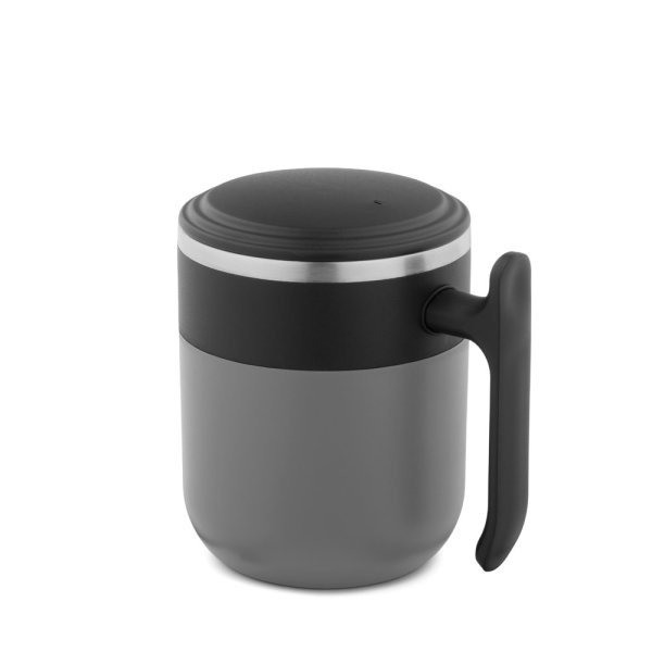 MALDINI. Reisebecher mit Edelstahl-Innenseite und matter Oberfläche, 400 ml - 113 - Grau