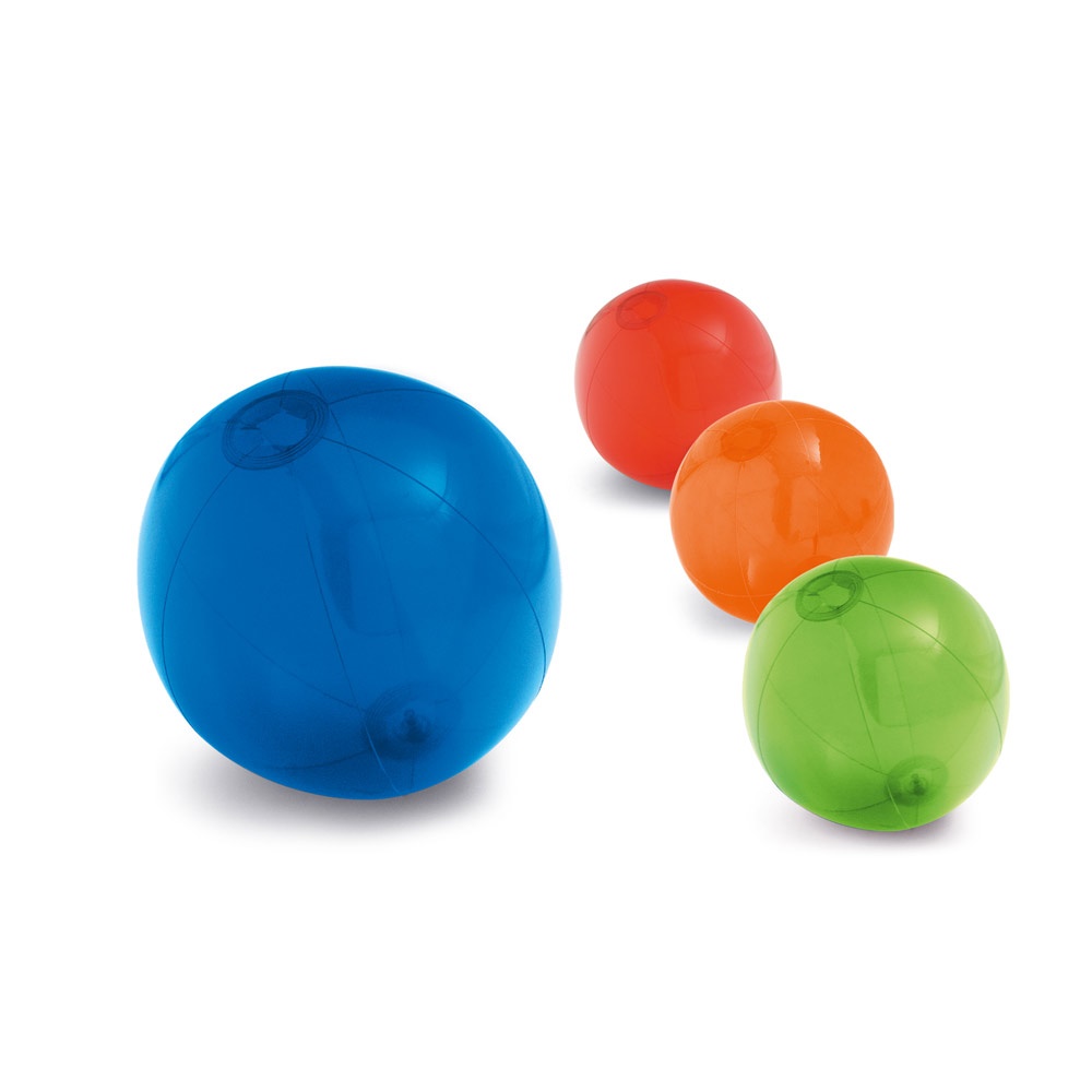 PECONIC. Aufblasbarer Strandball aus durchscheinendem PVC.