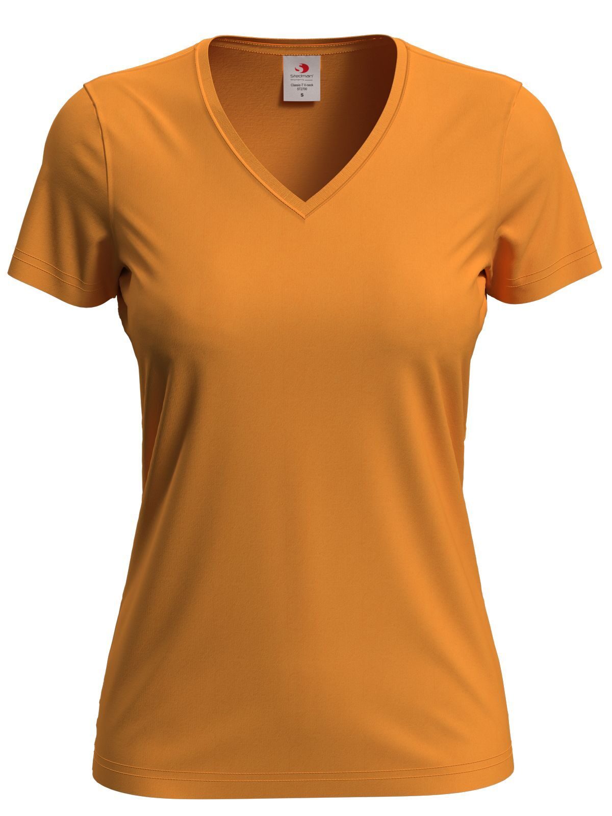 Klassisches T-Shirt mit V-Ausschnitt für Damen - JETZT - Orange
