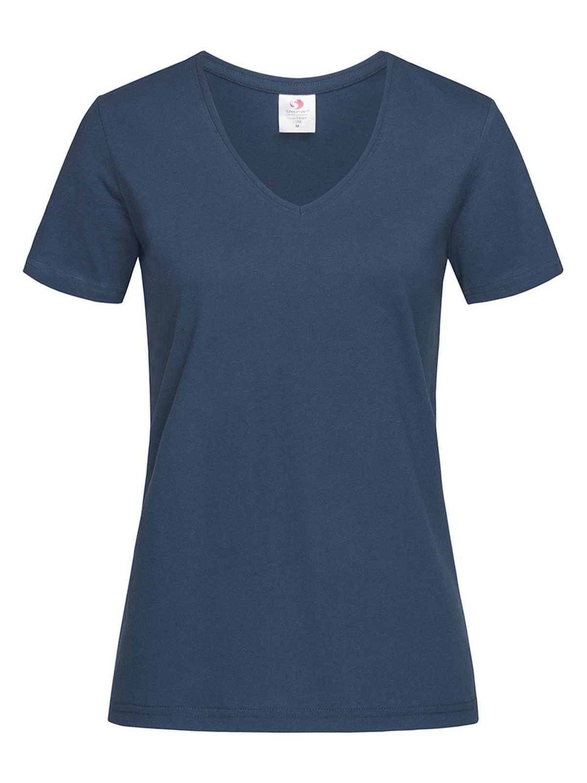 Klassisches T-Shirt mit V-Ausschnitt für Damen - NAV - Marineblau