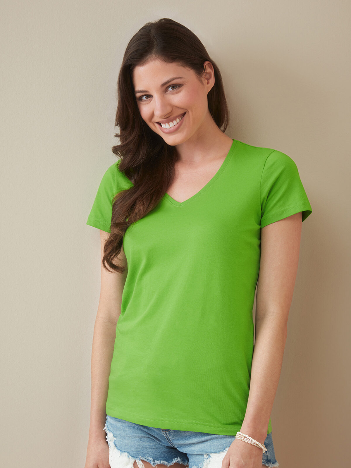 Klassisches T-Shirt mit V-Ausschnitt für Damen