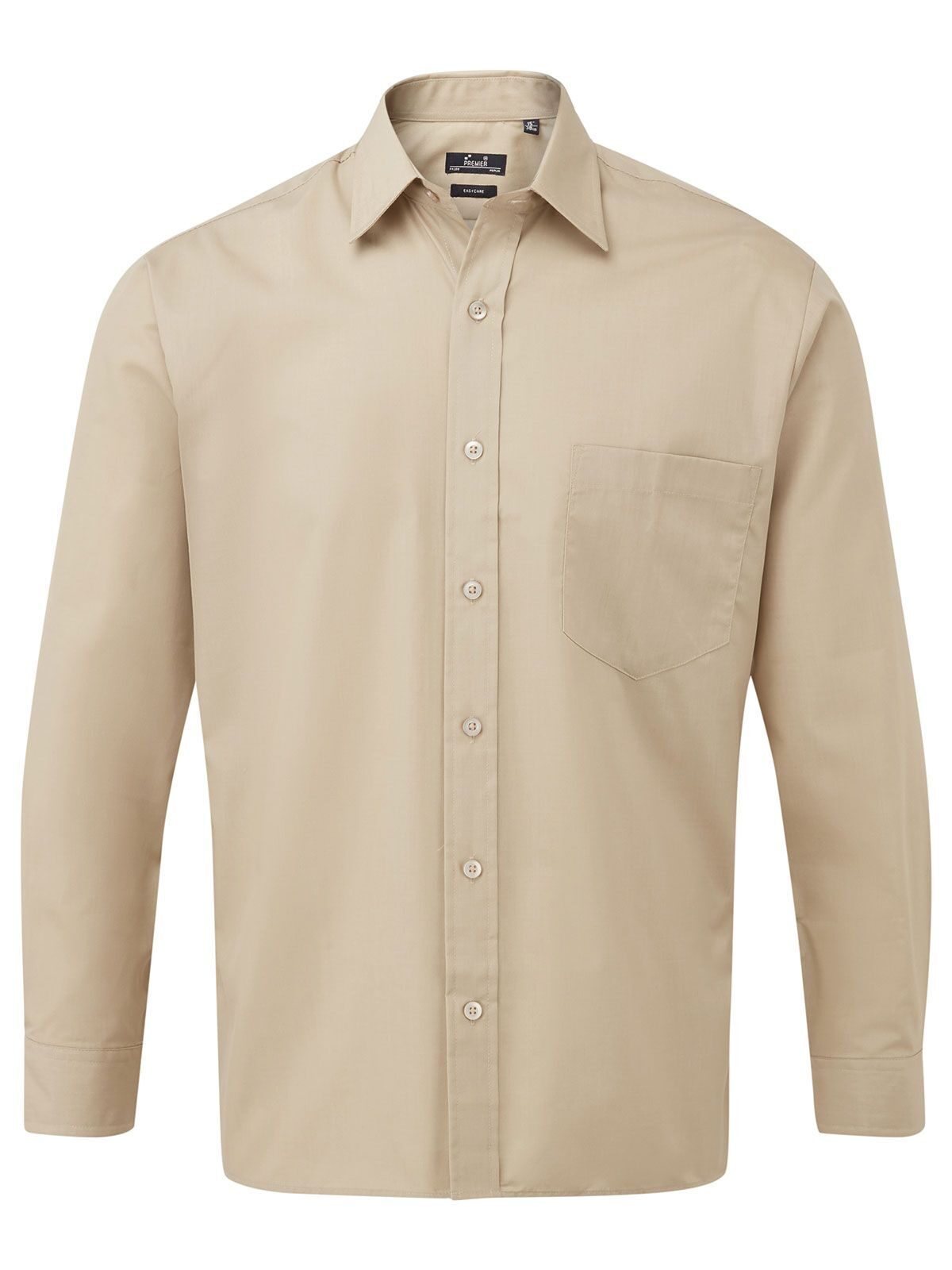 Herren-Popeline-Langarmhemd - khaki