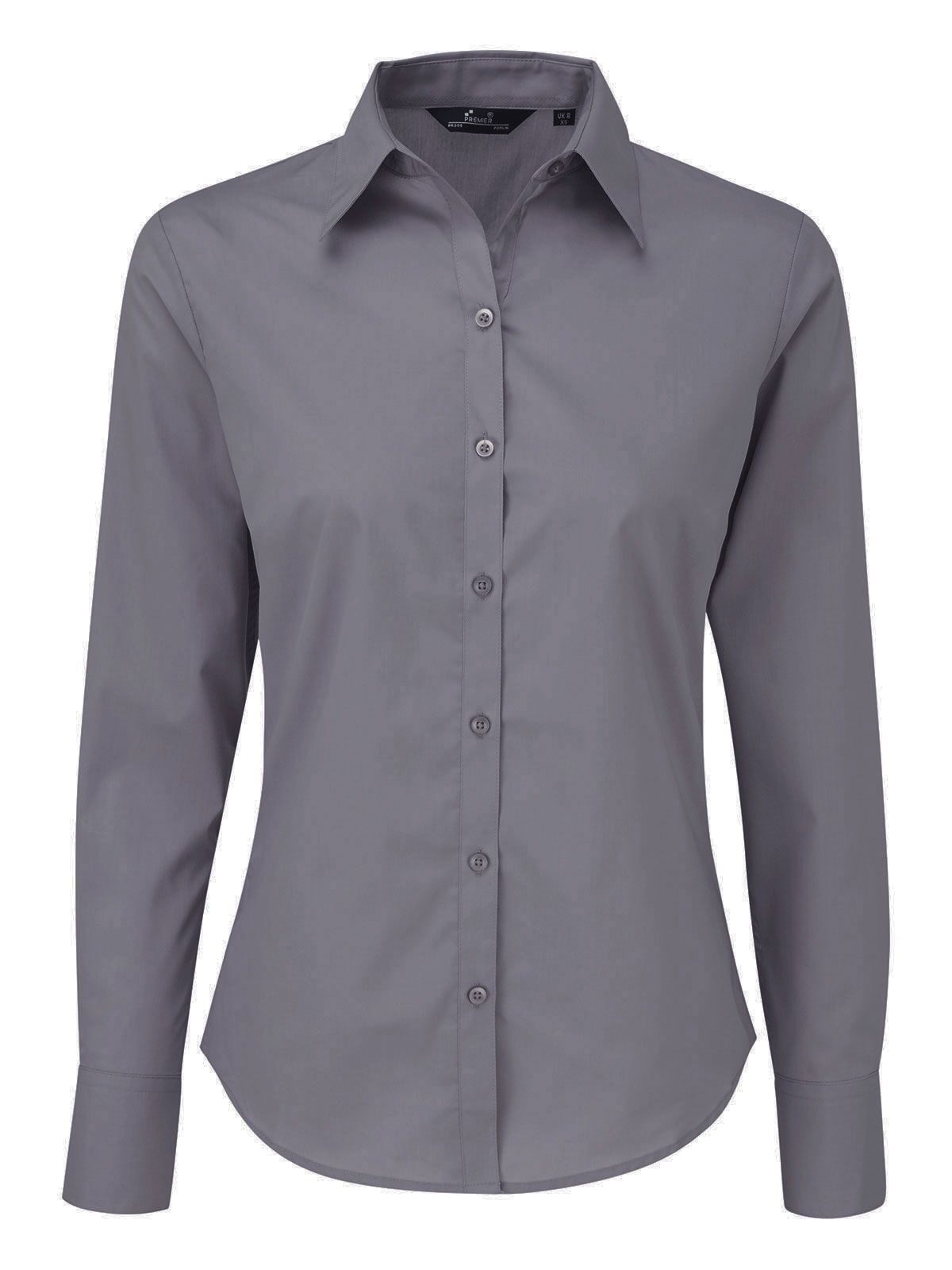 Damenbluse aus Popeline mit langen Ärmeln - STAHL - STAHL