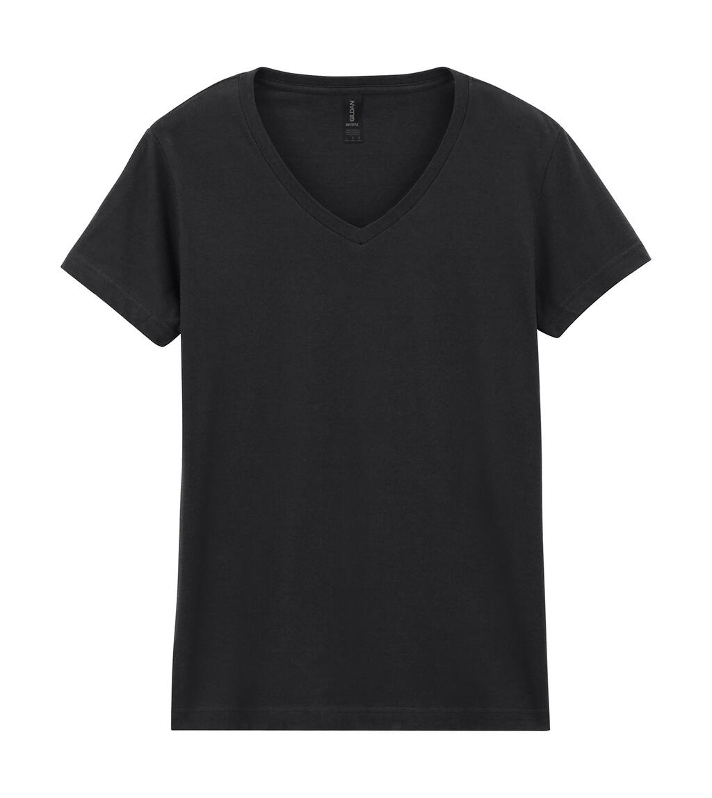 Softstyle® Damen-T-Shirt mit V-Ausschnitt - Schwarz