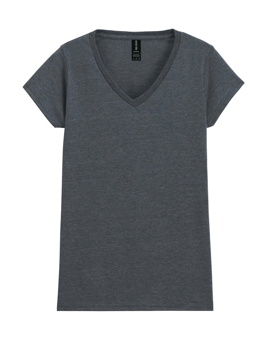Softstyle® Damen-T-Shirt mit V-Ausschnitt - Dunkelgrau meliert